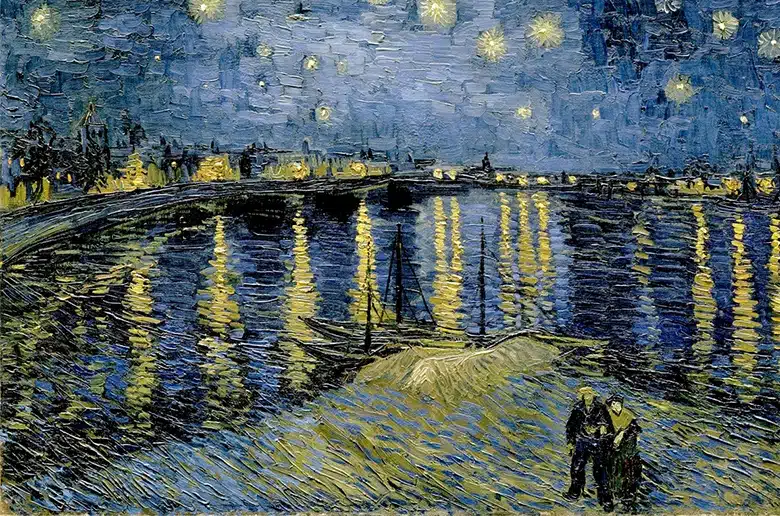 Starry Night Over the Rhone's depiction of van Gogh's inner turmoil